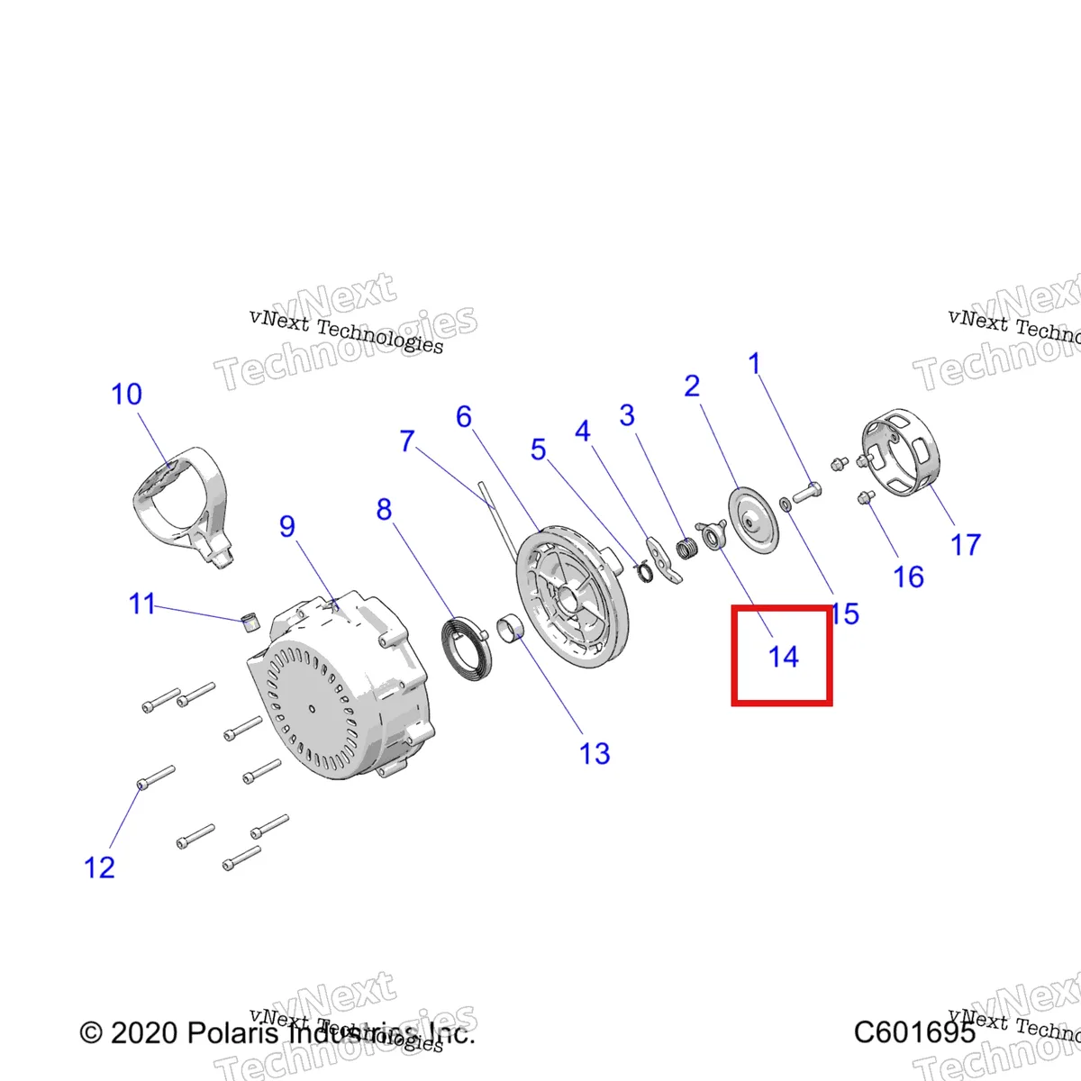 Деталь 3022324 на схеме узла Engine, Recoil Starter