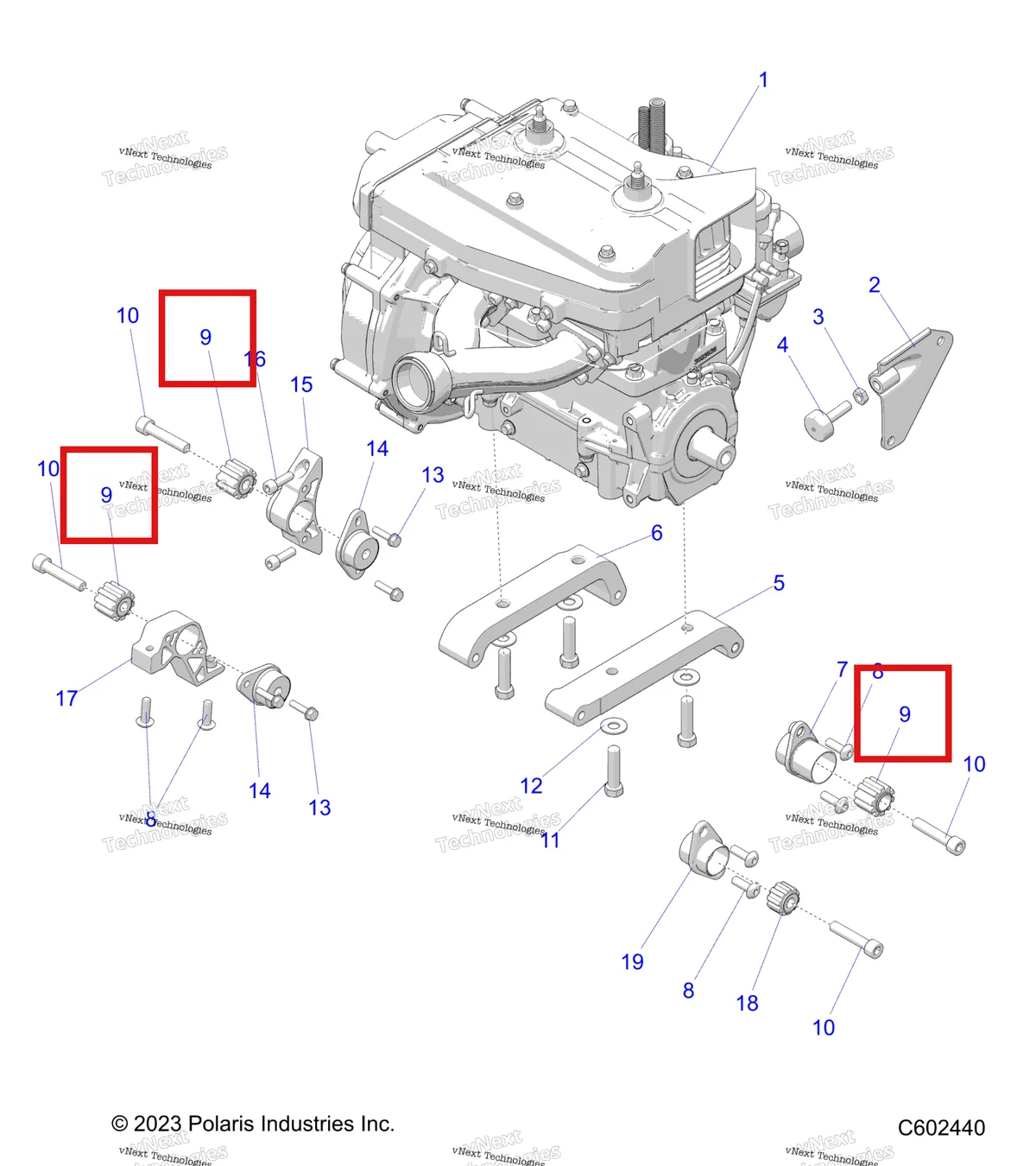 Деталь 3022409 на схеме узла Engine, Mounting & Long Block