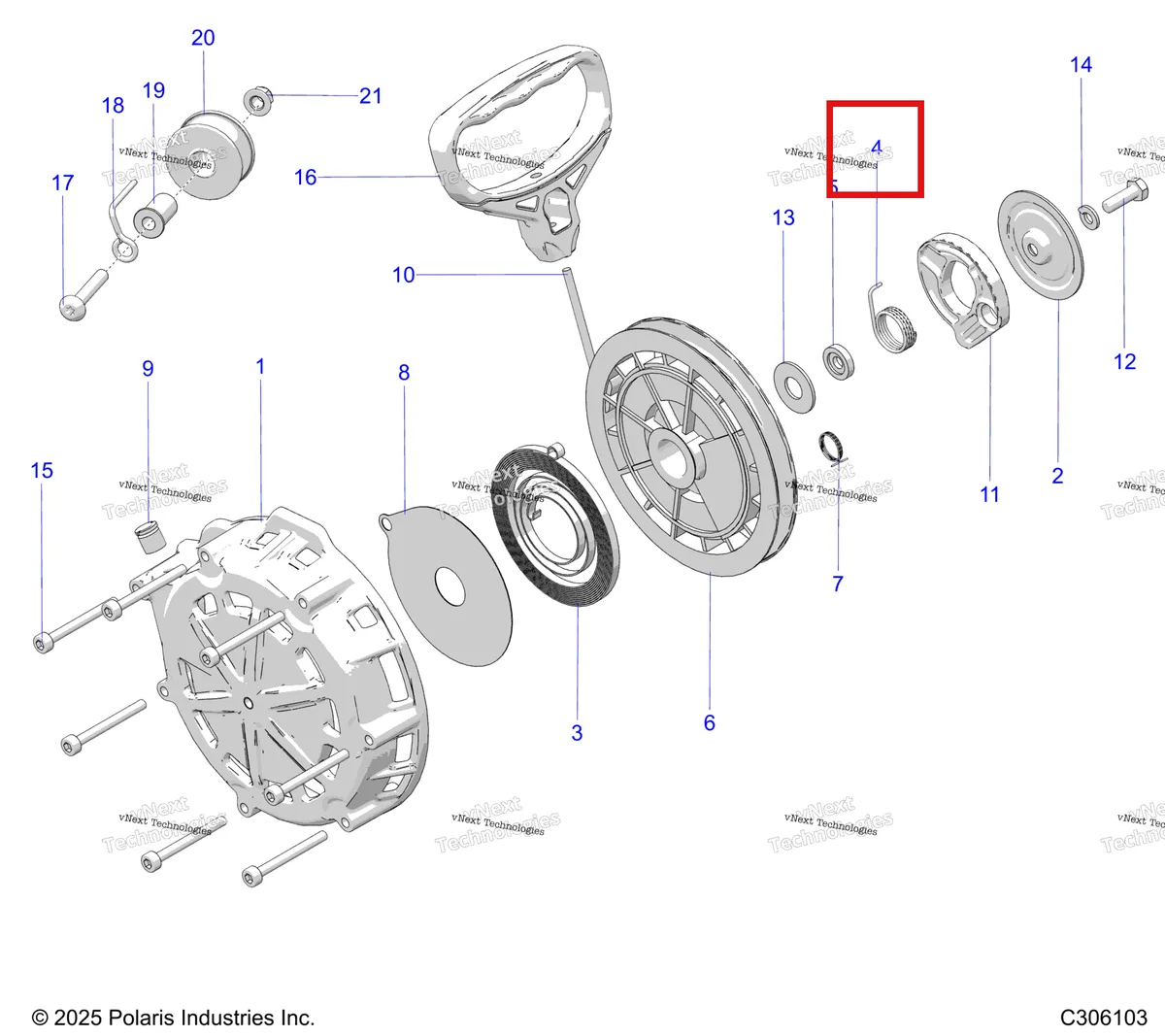 Деталь 3023300 на схеме узла Engine, Recoil Starter S27ajn8rs