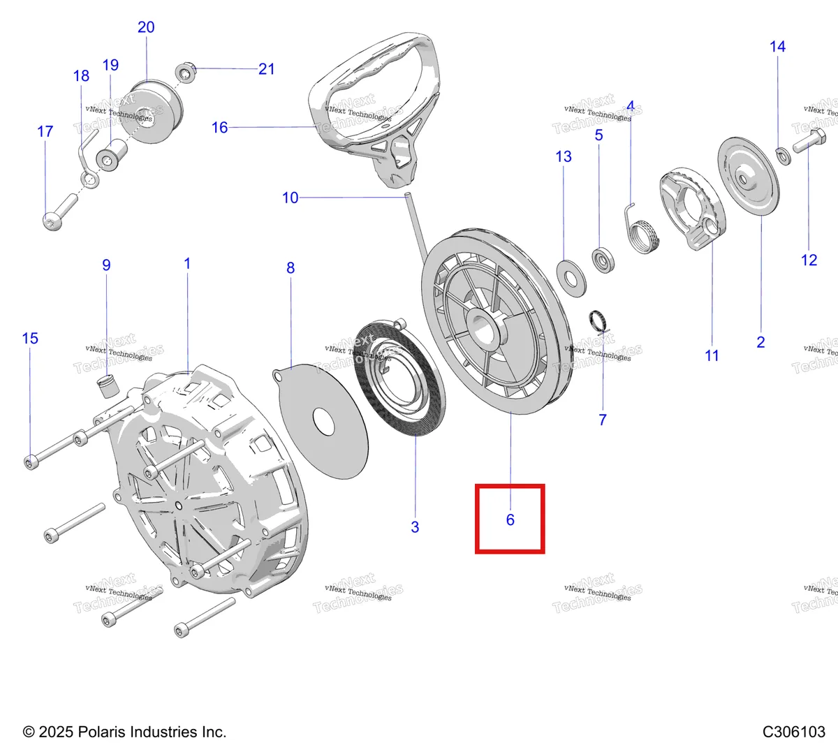 Деталь 3023303 на схеме узла Engine, Recoil Starter S27ajn8rs