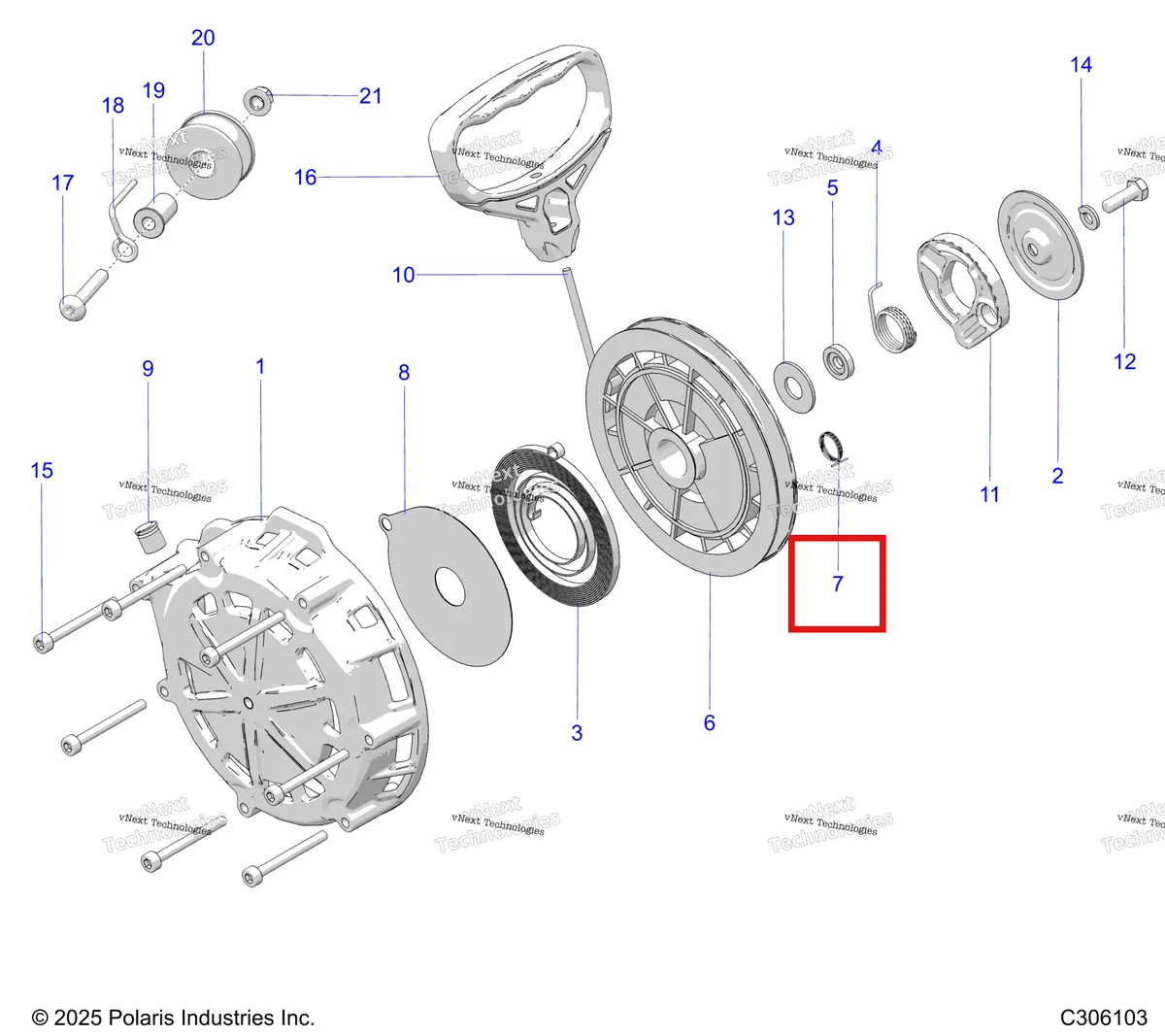 Деталь 3023304 на схеме узла Engine, Recoil Starter S27ajn8rs