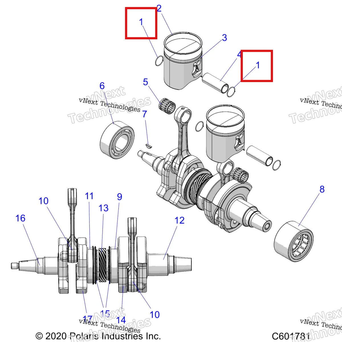 Деталь 3023343 на схеме узла Engine, Piston & Crankshaft