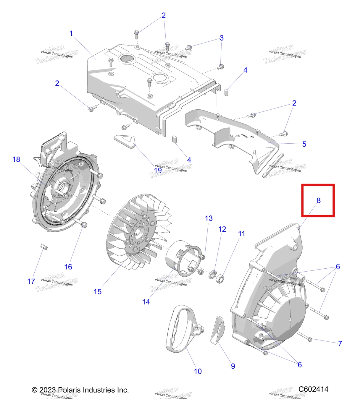 Деталь 3023393 на схеме узла Engine, Blower Housing & Recoil Starter