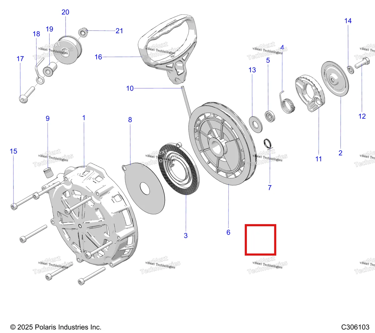 Деталь 3023597 на схеме узла Engine, Recoil Starter