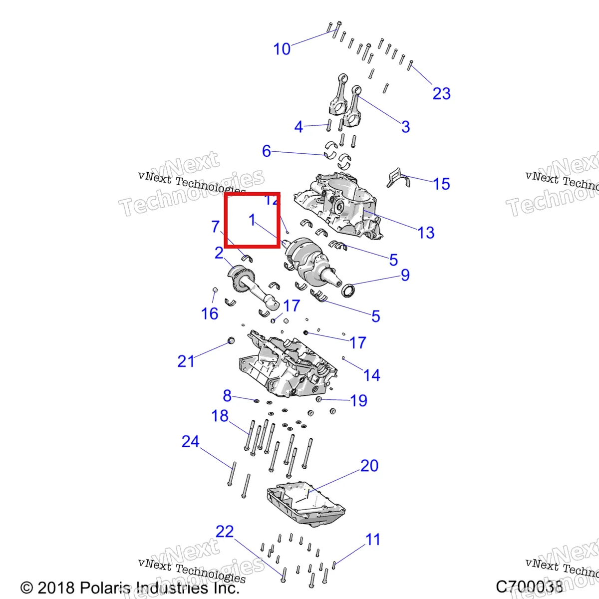 Деталь 3023700 на схеме узла Engine, Crankcase And Crankshaft