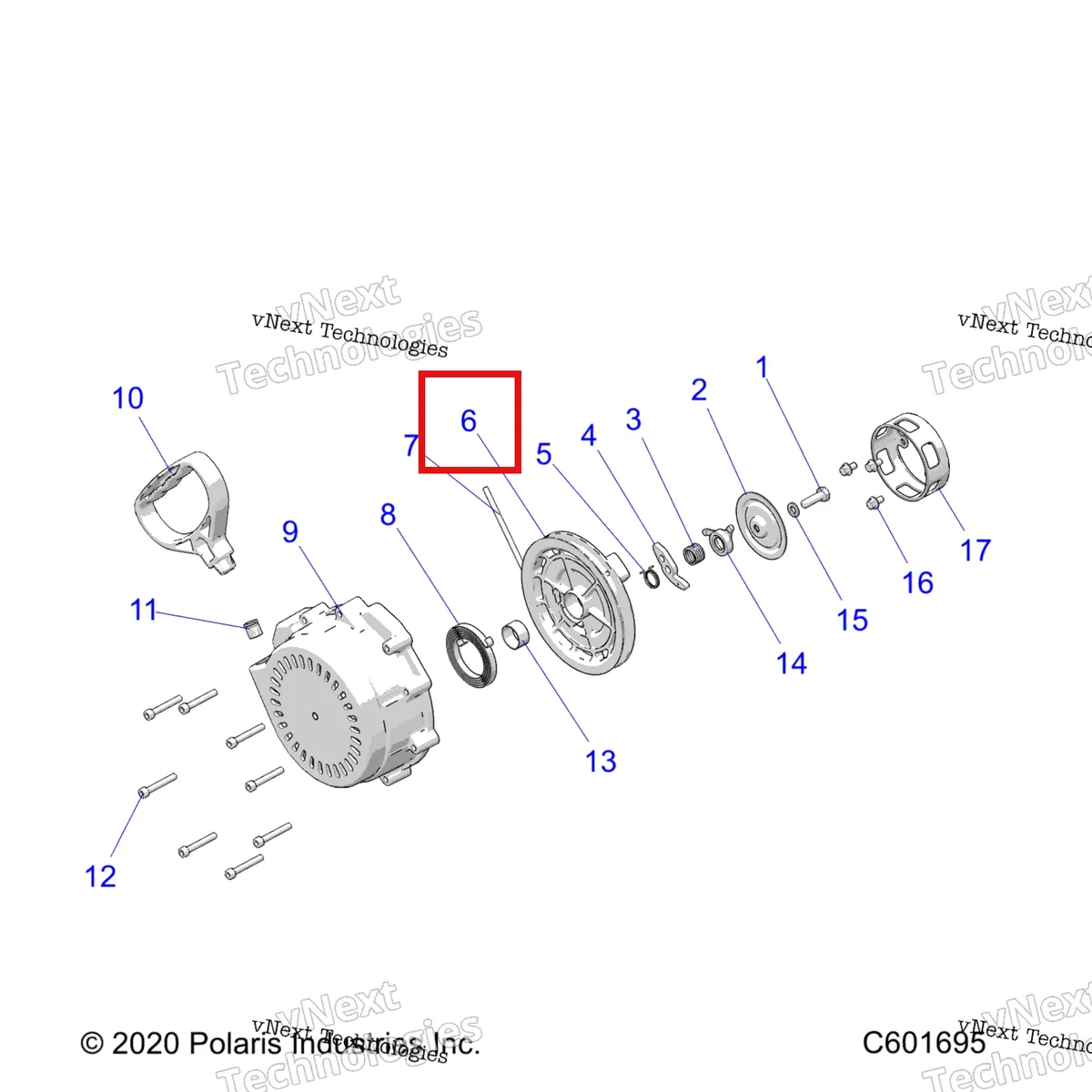 Деталь 3040169 на схеме узла Engine, Recoil Starter
