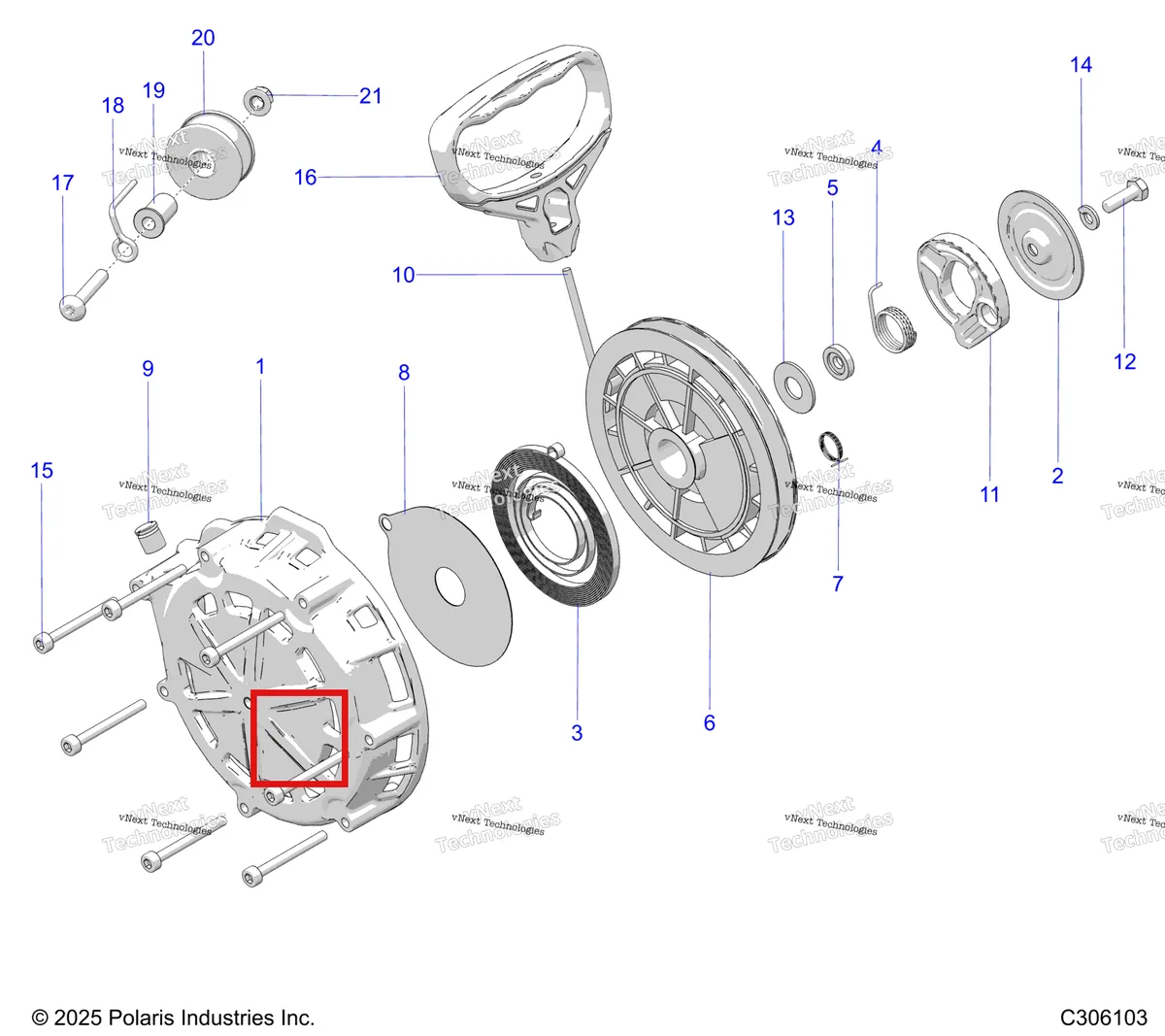 Деталь 3040171 (Втулка ROPE склиз Polaris 800 AXYS Pro RMK LE 155 (2017) (3040171)) на схеме узла Engine, Recoil Starter