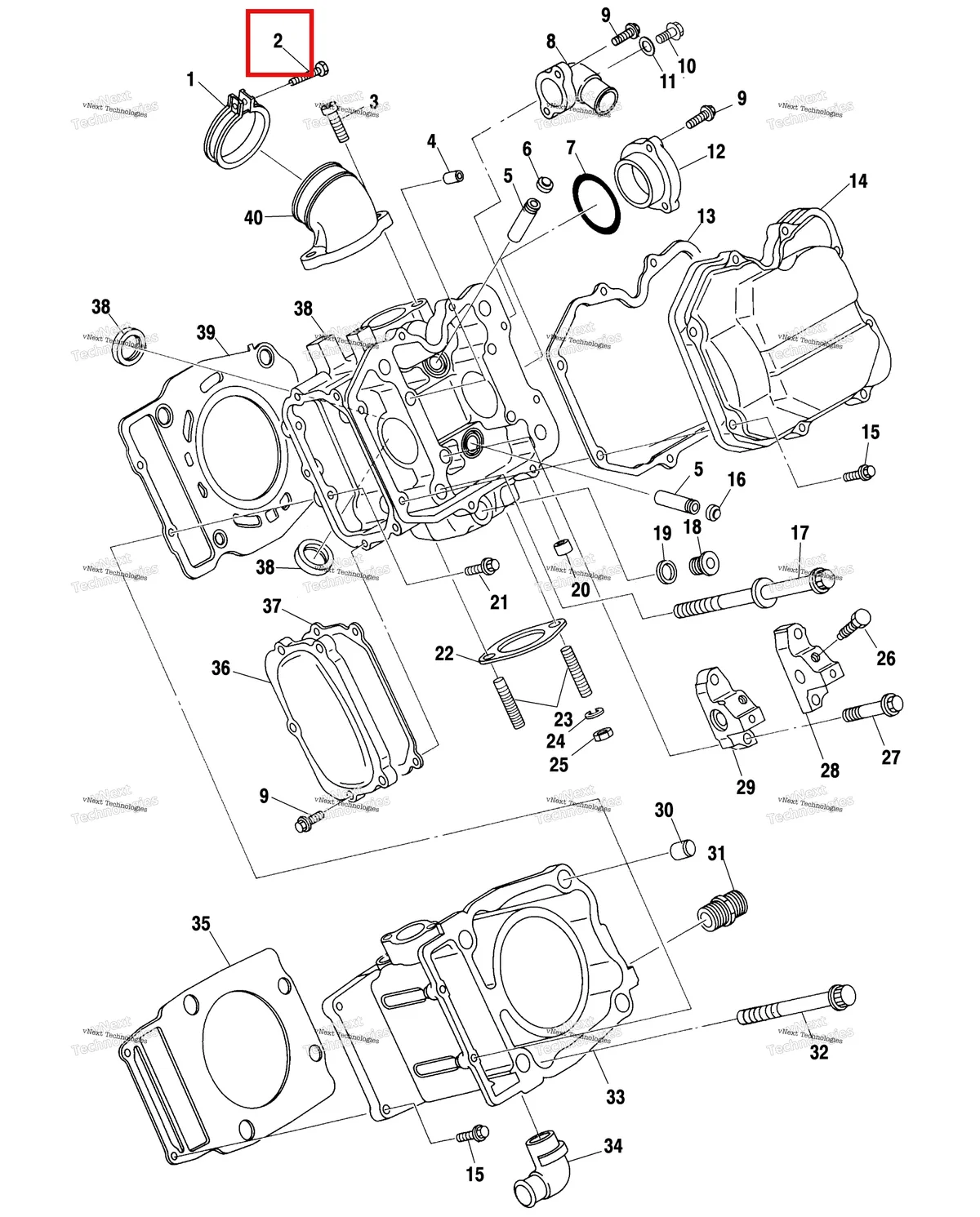 Деталь 3081497 (С полукруглой головкой головка винт Polaris Widetrak LX (2006) (3081497)) на схеме узла Cylinder