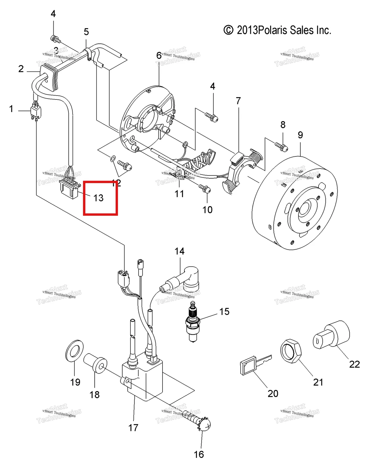 Деталь 3081513 (COUPLER штыревой Polaris Widetrak LX (2006) (3081513)) на схеме узла Electrical, Ignition System & Switch