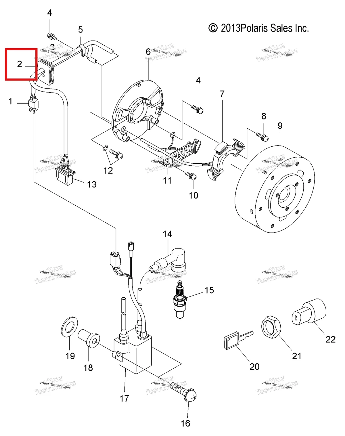 Деталь 3082969 (Втулка резиновая Polaris Widetrak LX (2006) (3082969)) на схеме узла Electrical, Ignition System & Switch