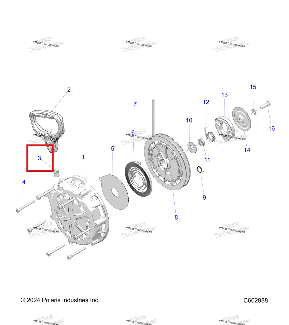 Деталь 3083107 на схеме узла Engine, Recoil Starter