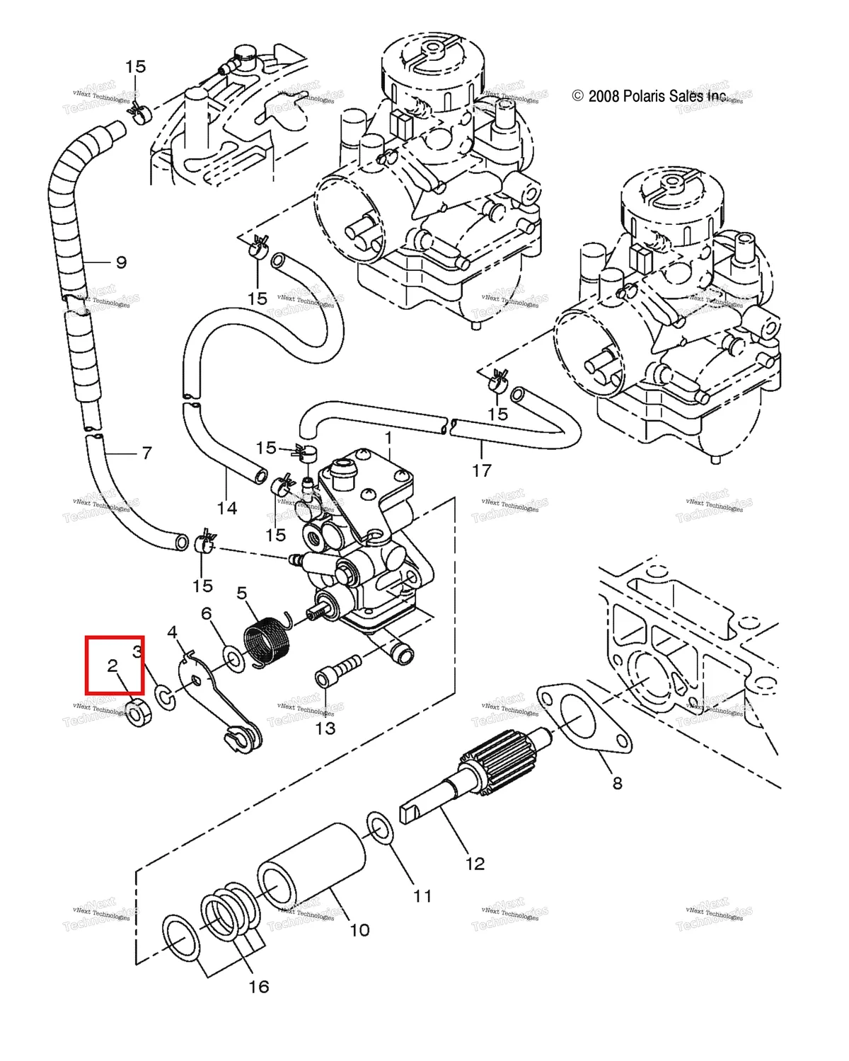 Деталь 3083120 (Гайка 10 Polaris Widetrak LX (2006) (3083120)) на схеме узла Engine, Oil Pump