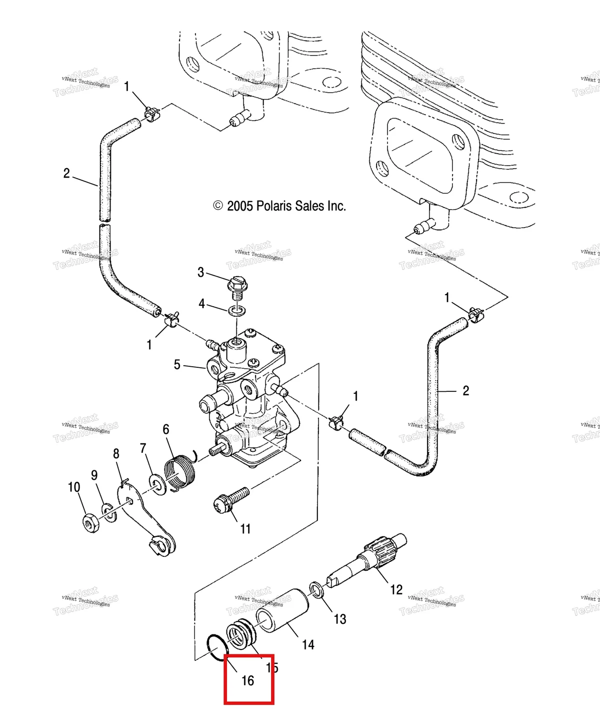 Деталь 3083127 (Уплотнительное кольцо Polaris Widetrak LX (2006) (3083127)) на схеме узла Engine, Oil Pump