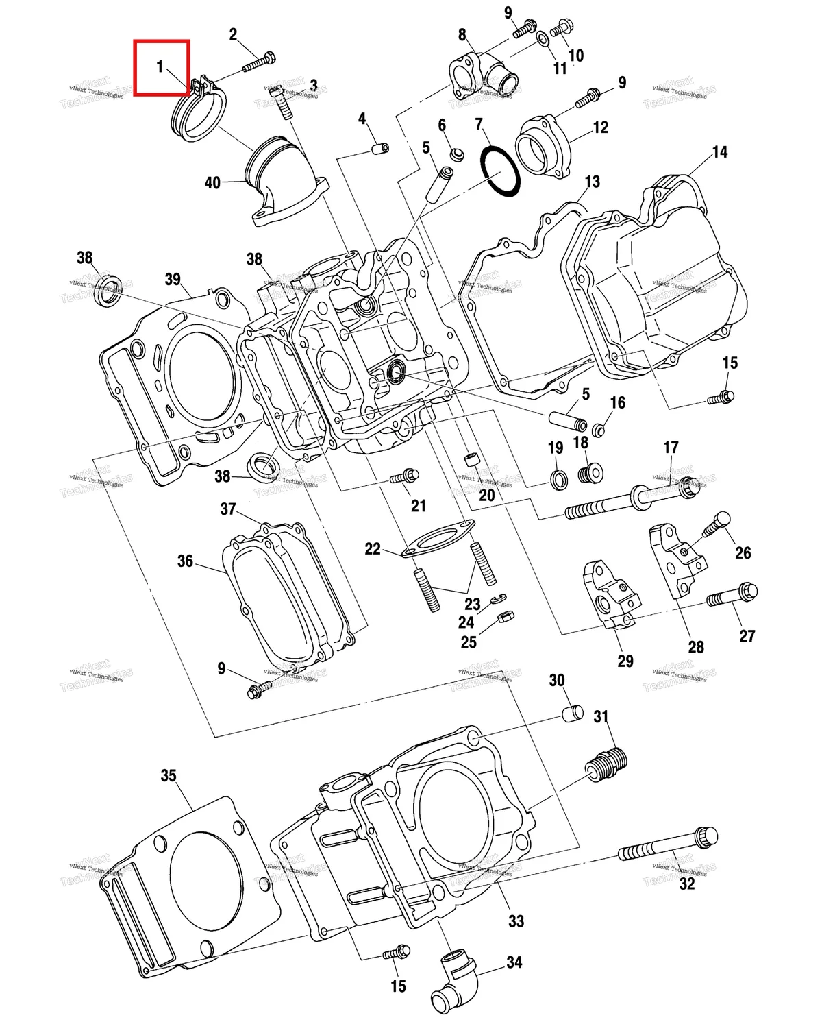 Деталь 3083166 (В сборе хомут ADAPTOR включает 13 Polaris Widetrak LX (2006) (3083166)) на схеме узла Cylinder