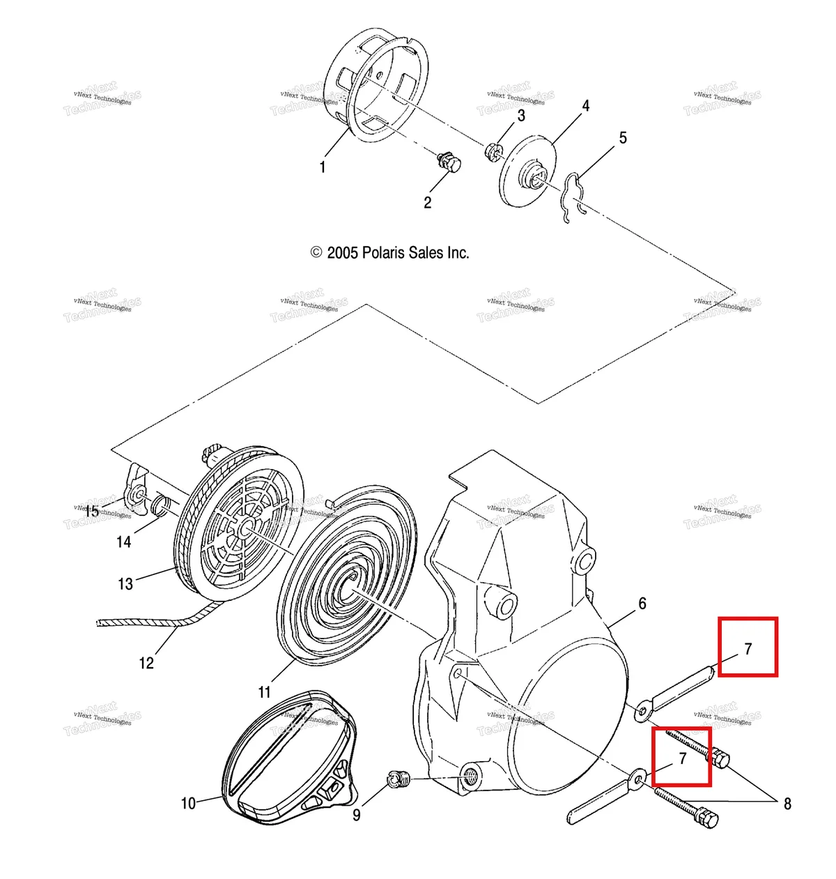 Деталь 3083384 (Discontinued Polaris Widetrak LX (2006) (3083384)) на схеме узла Engine, Recoil Starter