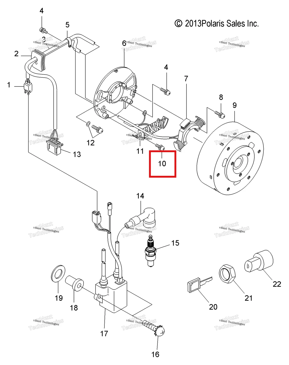 Деталь 3083423 (В сборе винт шайба Polaris Widetrak LX (2006) (3083423)) на схеме узла Electrical, Ignition System & Switch