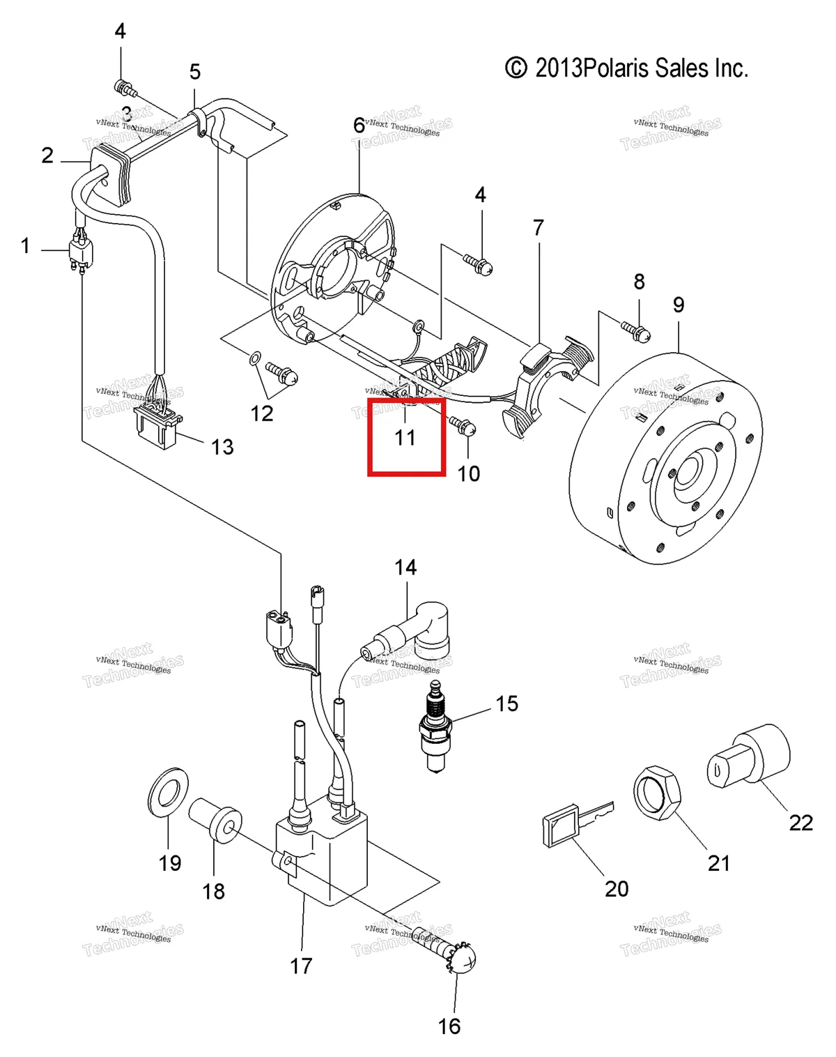 Деталь 3083984 (Катушка EXCITER Polaris Widetrak LX (2006) (3083984)) на схеме узла Electrical, Ignition System & Switch