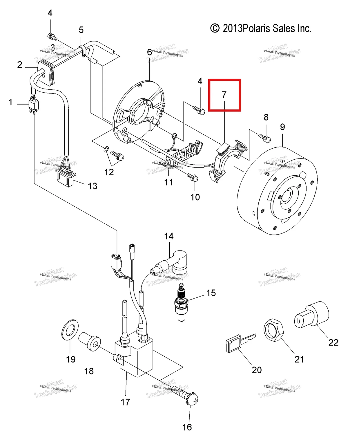 Деталь 3083991 (Статор Polaris Widetrak LX (2006) (3083991)) на схеме узла Electrical, Ignition System & Switch