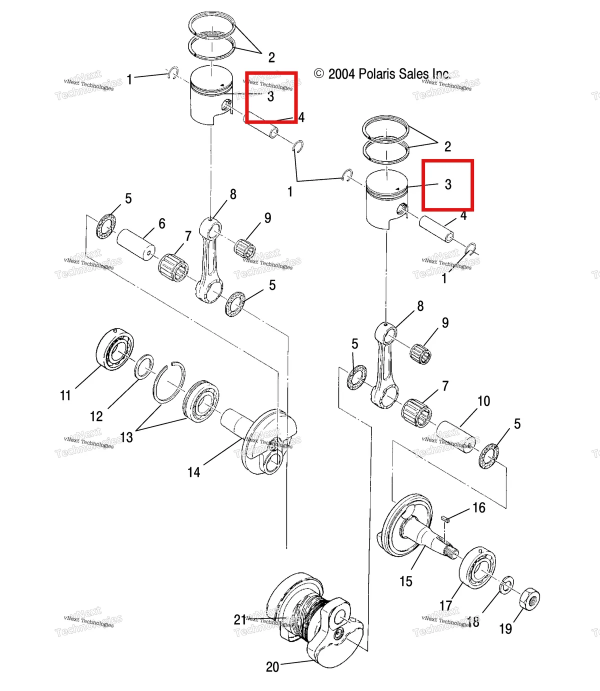 Деталь 3085460 на схеме узла Piston & Crankshaft /Be