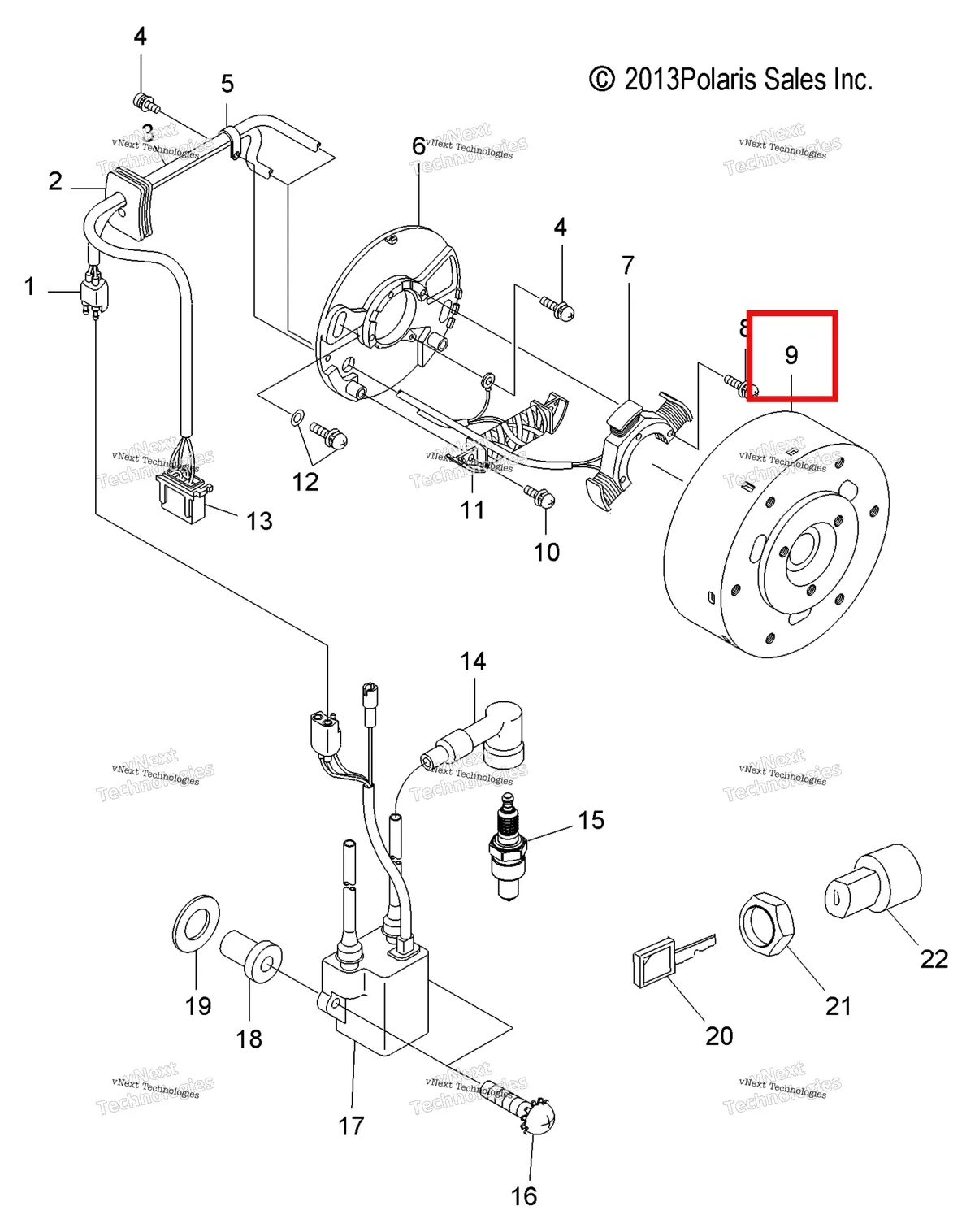 Деталь 3087005 (Маховик в сборе Polaris Widetrak LX (2006) (3087005)) на схеме узла Electrical, Ignition System & Switch