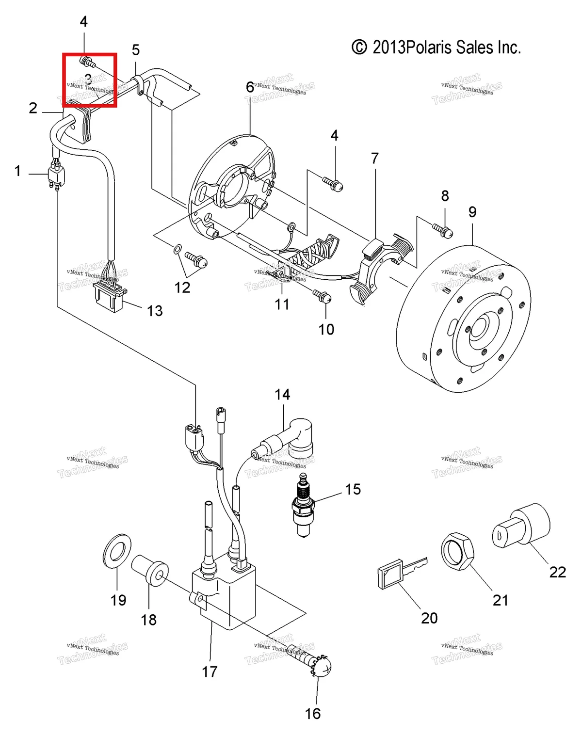 Деталь 3087007 (Жгут провод включает 2 Polaris Widetrak LX (2006) (3087007)) на схеме узла Electrical, Ignition System & Switch