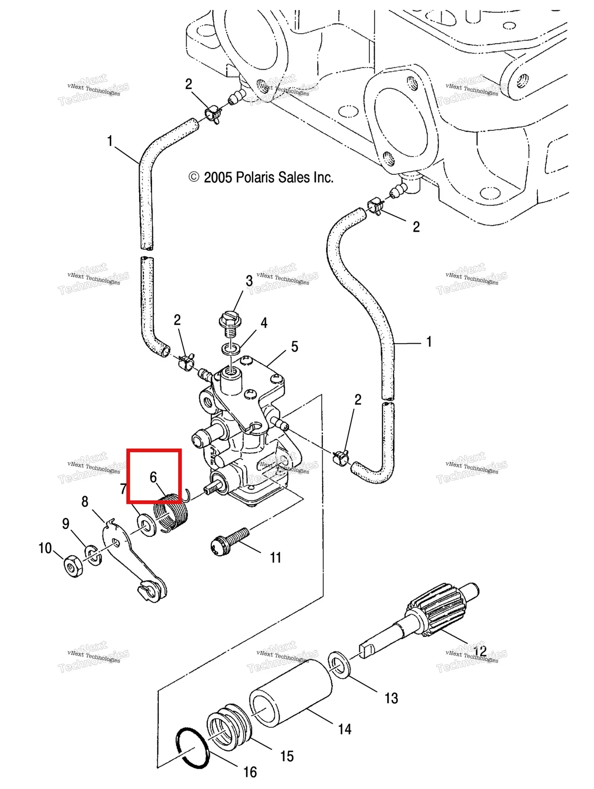 Деталь 3087210 (Обратный пружина Polaris Widetrak LX (2006) (3087210)) на схеме узла Engine, Oil Pump