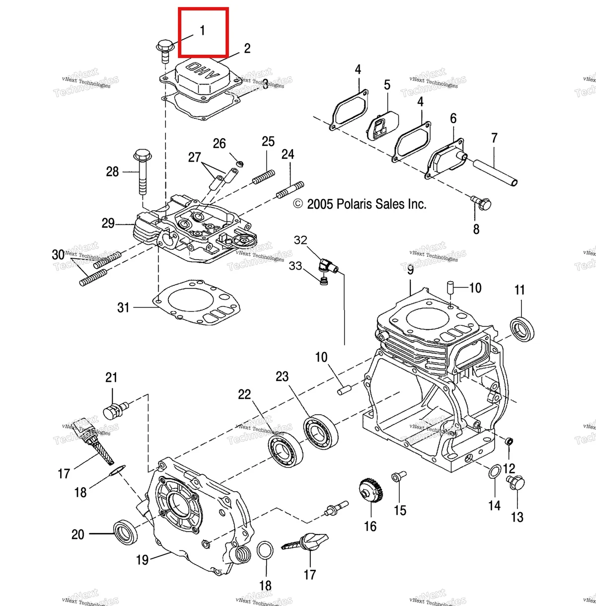 Деталь 3087256 (Болт фланец Polaris Widetrak LX (2006) (3087256)) на схеме узла Engine, Crankcase