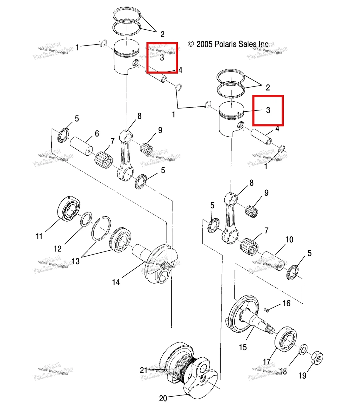 Деталь 3090001 на схеме узла Engine, Piston & Crankshaft