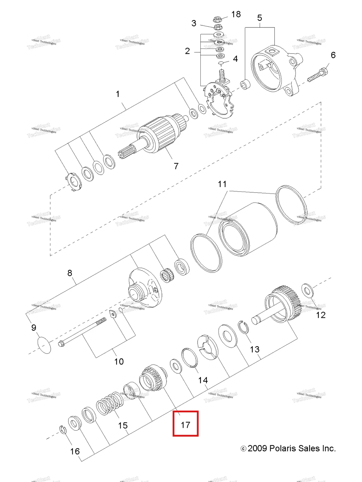 Деталь 3090034 на схеме узла Engine, Starting Motor