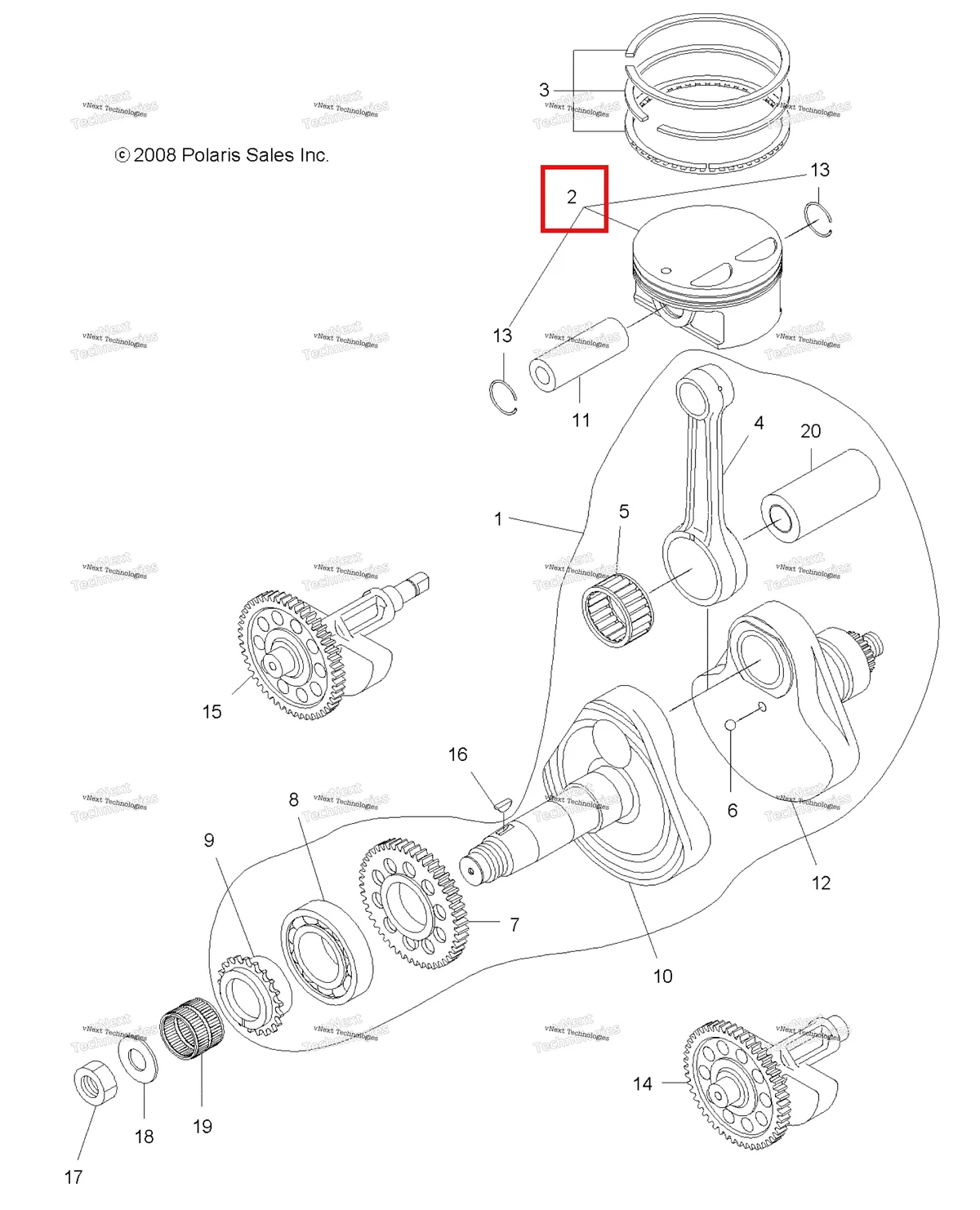 Деталь 3090174 на схеме узла Engine, Crankshaft & Piston