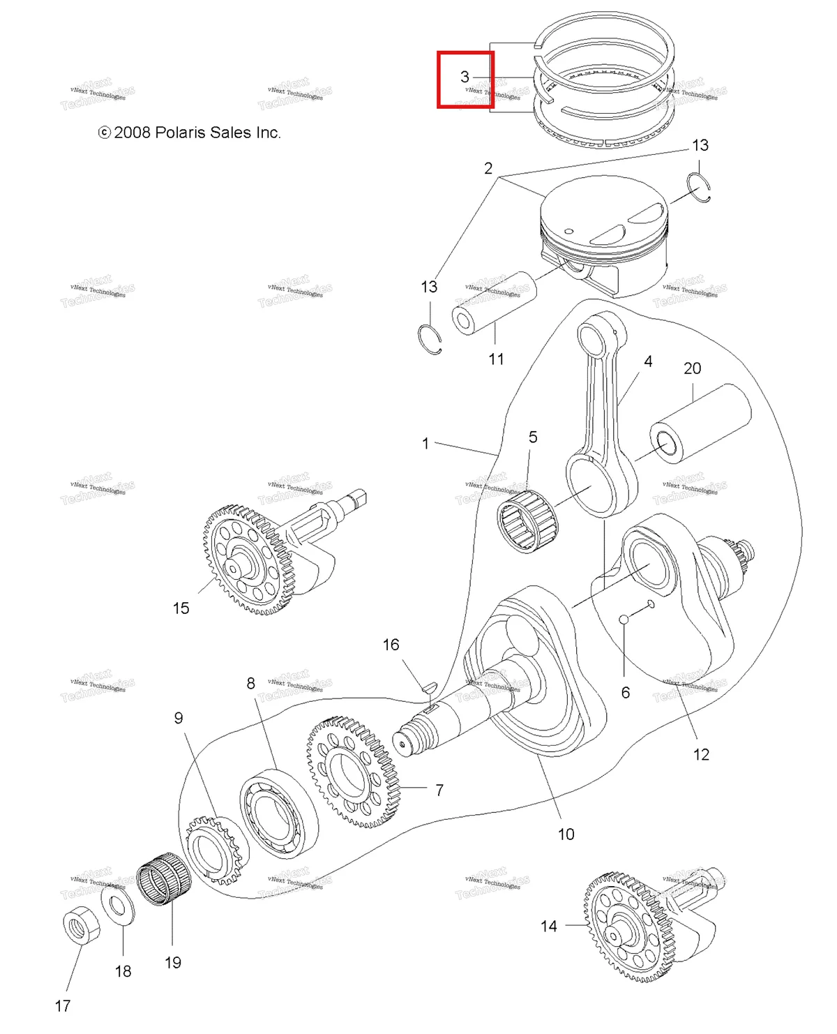 Деталь 3090176 на схеме узла Engine, Crankshaft & Piston