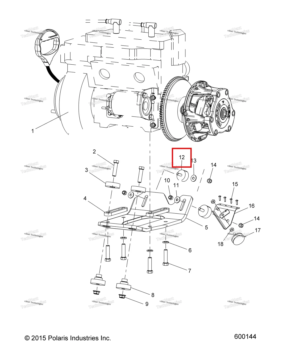 Деталь 3110061 на схеме узла Engine, Mounting & Short Block