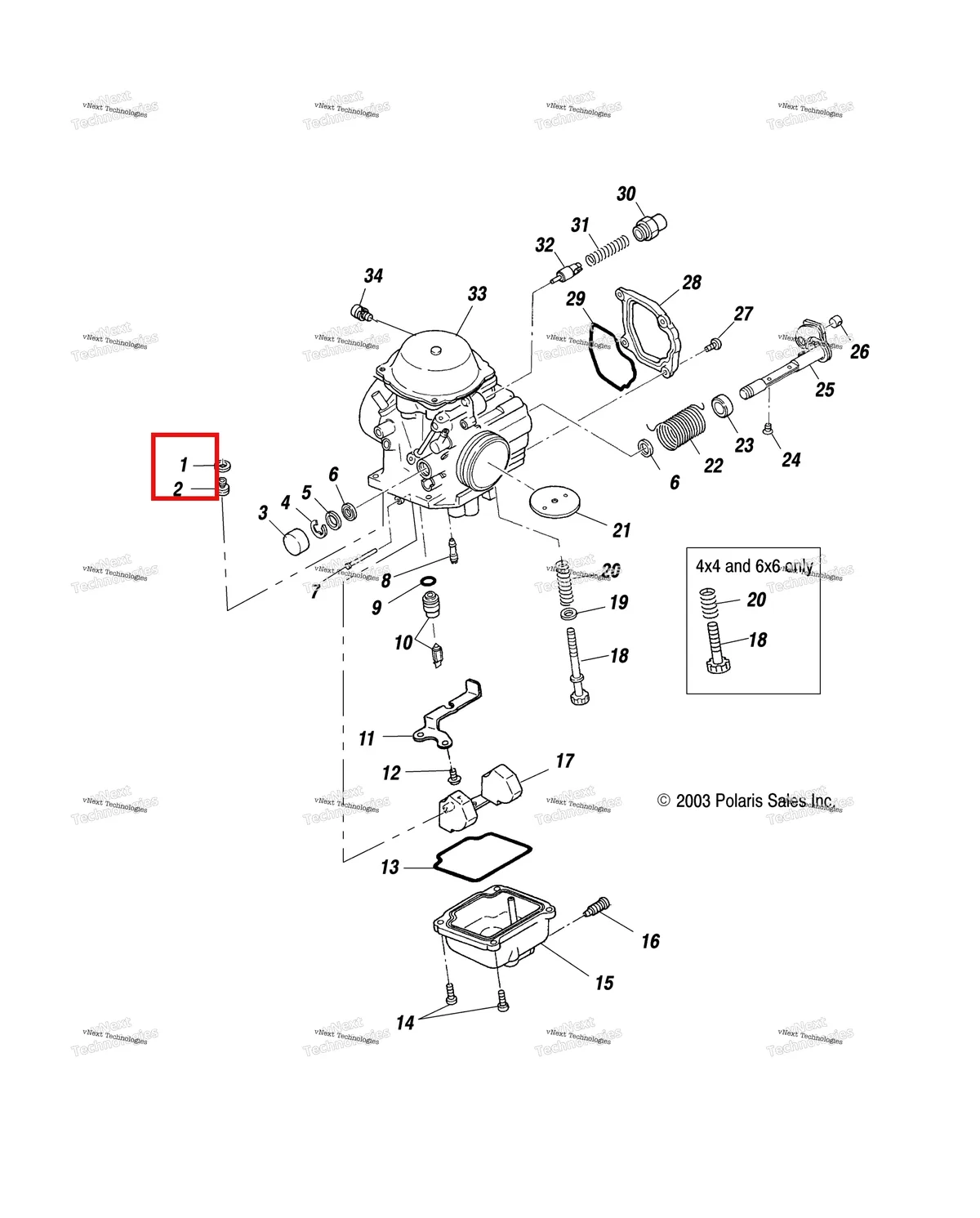 Деталь 3130014 (Шайба Polaris Widetrak LX (2006) (3130014)) на схеме узла Carburetor