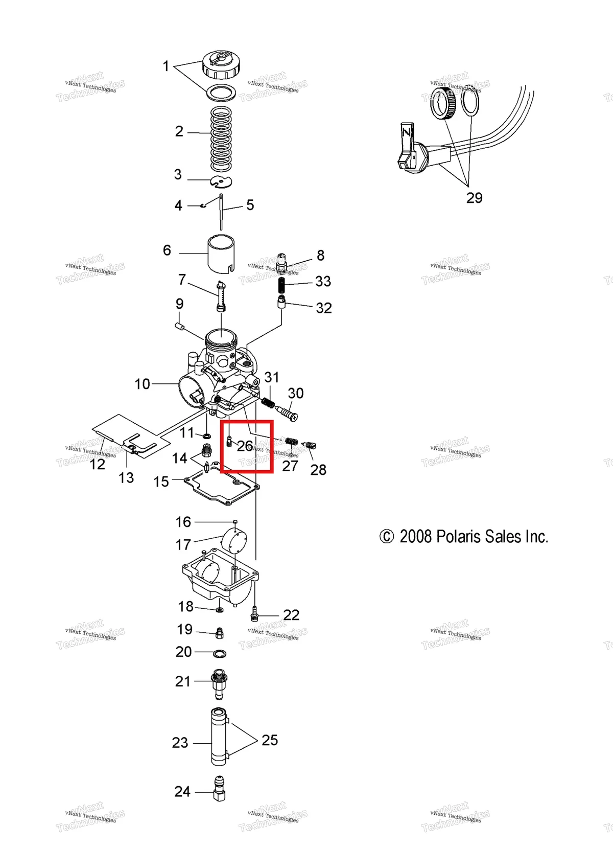 Деталь 3130066 (Жиклёр PILOT 35 10 Polaris Widetrak LX (2006) (3130066)) на схеме узла Engine, Carburetor & Choke