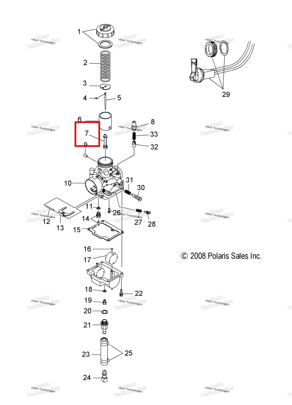Деталь 3130160 (Игольчатый жиклёр Polaris Widetrak LX (2006) (3130160)) на схеме узла Engine, Carburetor & Choke
