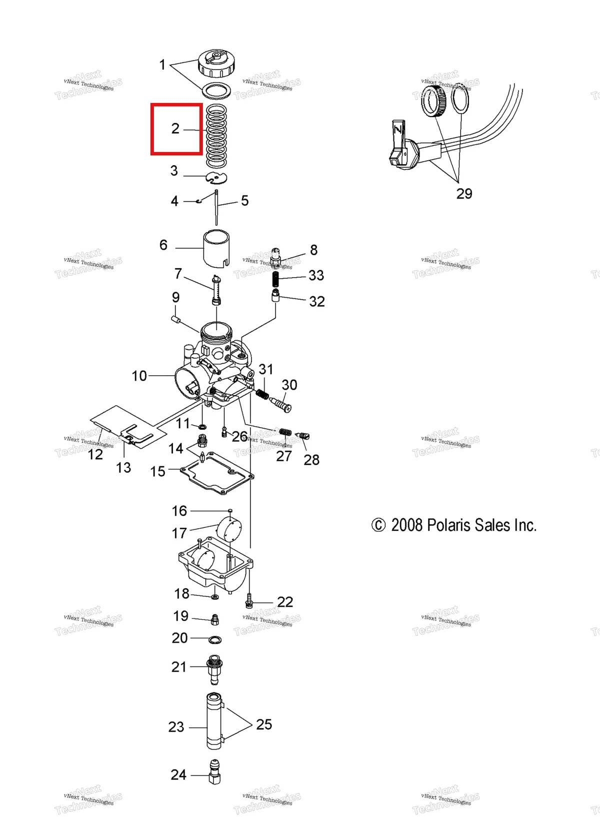Деталь 3130318 (Пружина дроссель Polaris Widetrak LX (2006) (3130318)) на схеме узла Engine, Carburetor & Choke