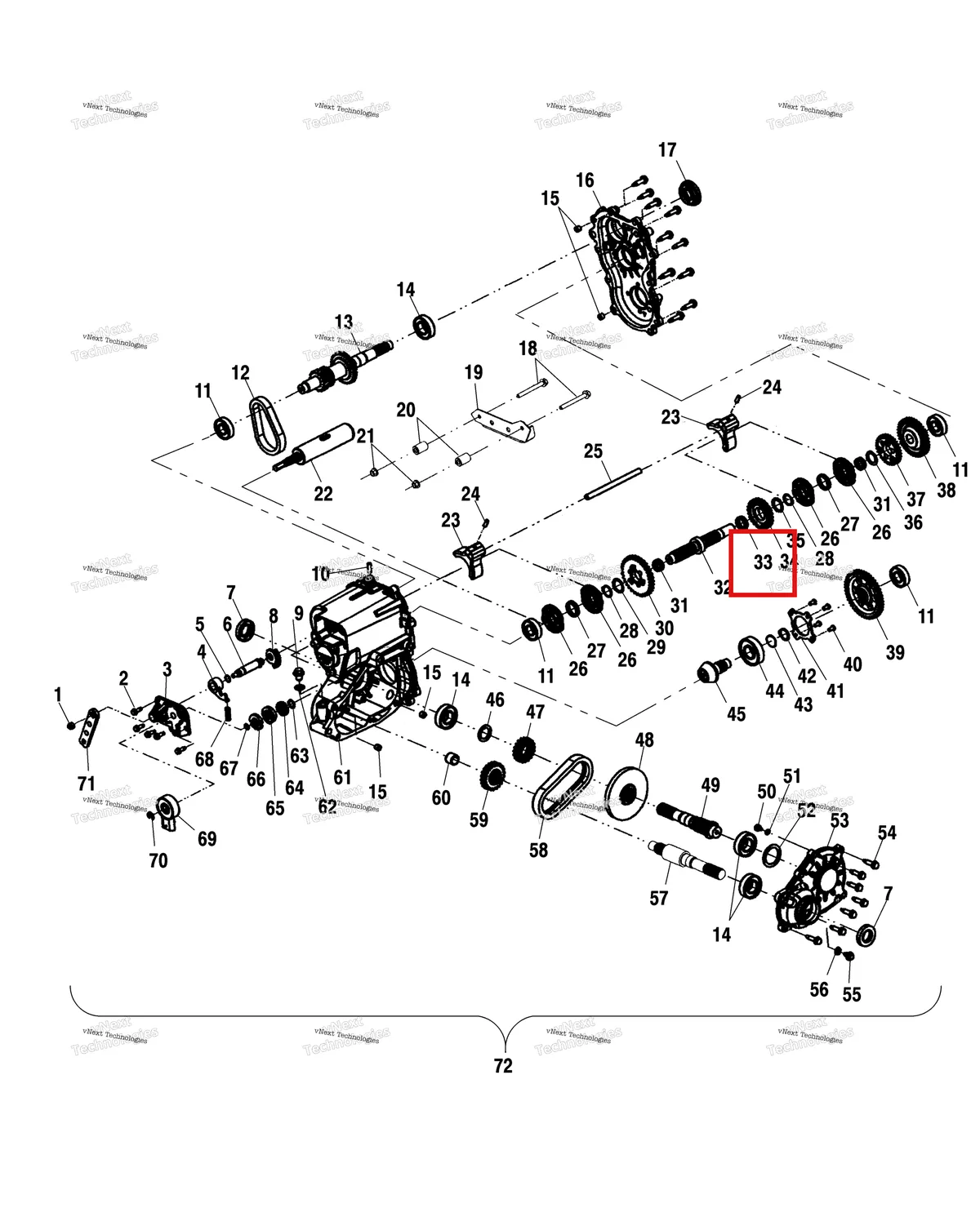 Деталь 3233103 (Подшипник игольчатый Polaris Widetrak LX (2006) (3233103)) на схеме узла Gearcase A11rd50aa/Ab (4981798179D05)