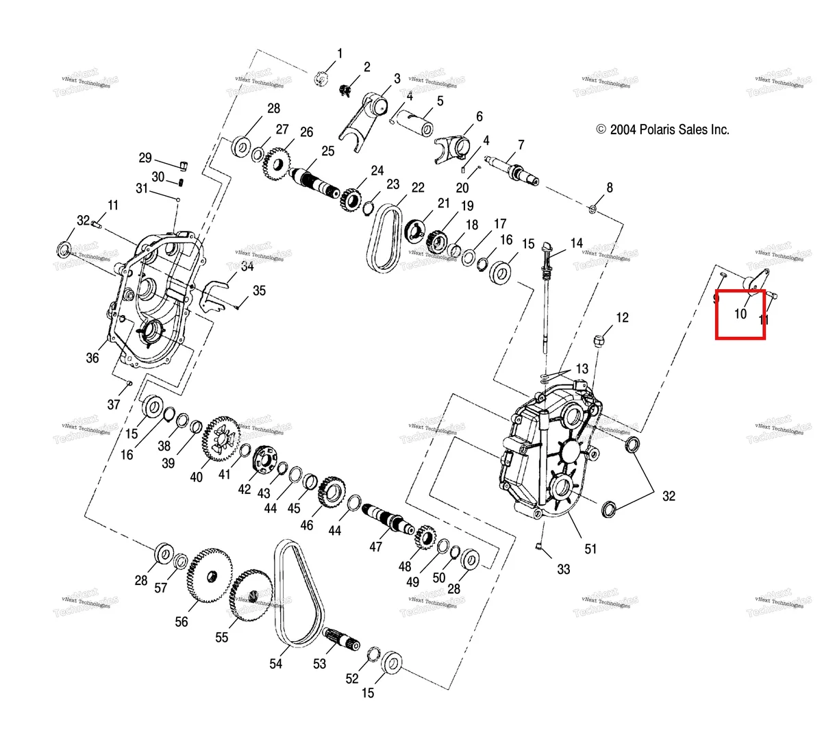Деталь 3233393 (BELLCRANK WTD Polaris Widetrak LX (2006) (3233393)) на схеме узла Gearcase /Be