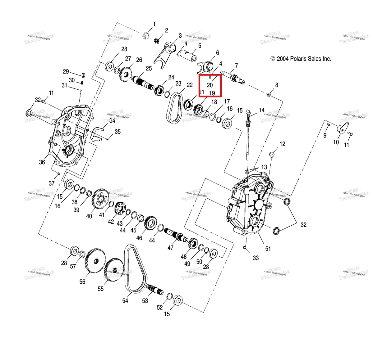 Деталь 3233415 (Ключ 1/8 X1 / 4 Polaris Widetrak LX (2006) (3233415)) на схеме узла Gearcase /Be