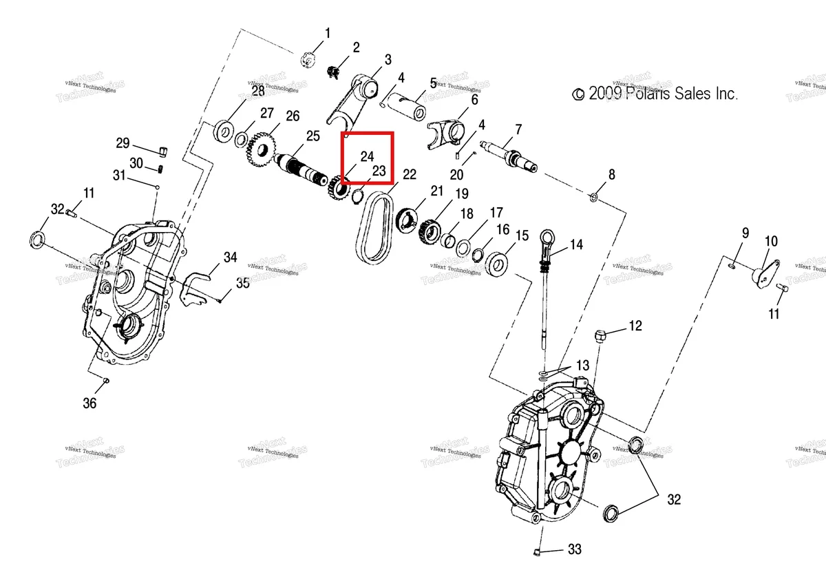 Деталь 3233507 (Звёздочка 19 T Polaris Widetrak LX (2006) (3233507)) на схеме узла Drive Train, Gearcase (49Snowdrivetrain10widelx)
