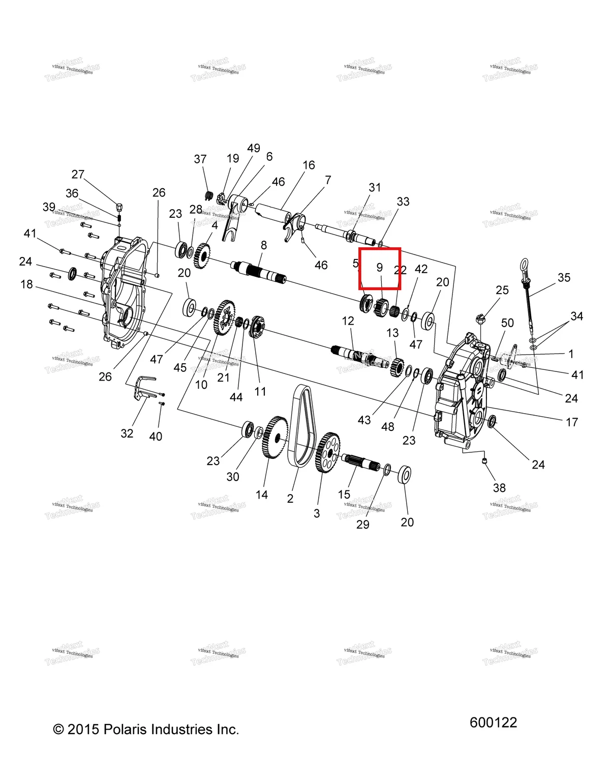 Деталь 3233509 (Звёздочка 19 T 75 W NOTE необходимо заказ с Ref 21 Polaris Widetrak LX (2006) (3233509)) на схеме узла Drive Train, Gearcase