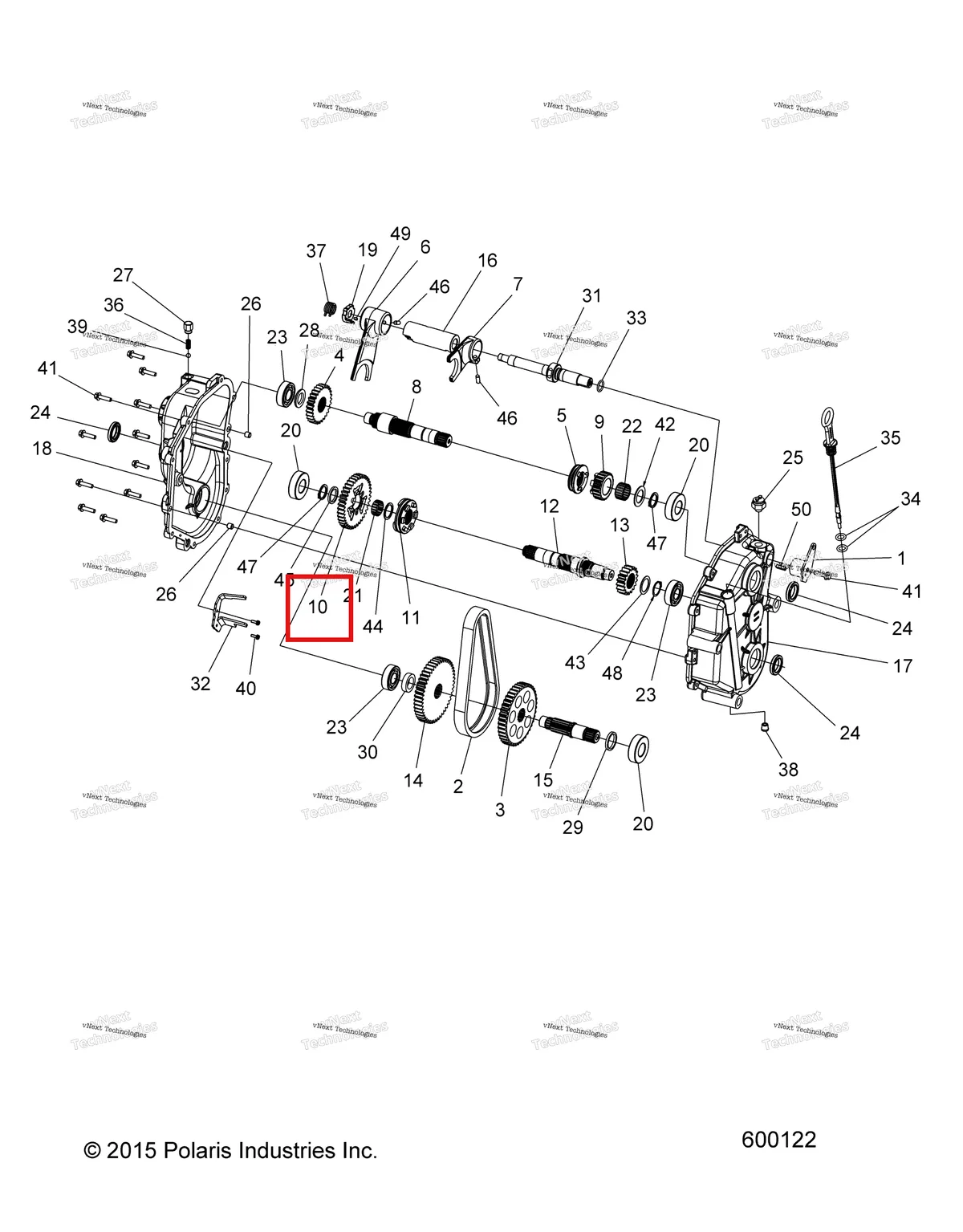 Деталь 3233511 (Шестерня 39 T Polaris Widetrak LX (2006) (3233511)) на схеме узла Drive Train, Gearcase