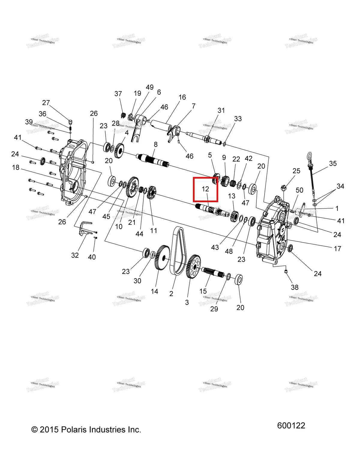 Деталь 3233514 (REVERSE вал Polaris Widetrak LX (2006) (3233514)) на схеме узла Drive Train, Gearcase