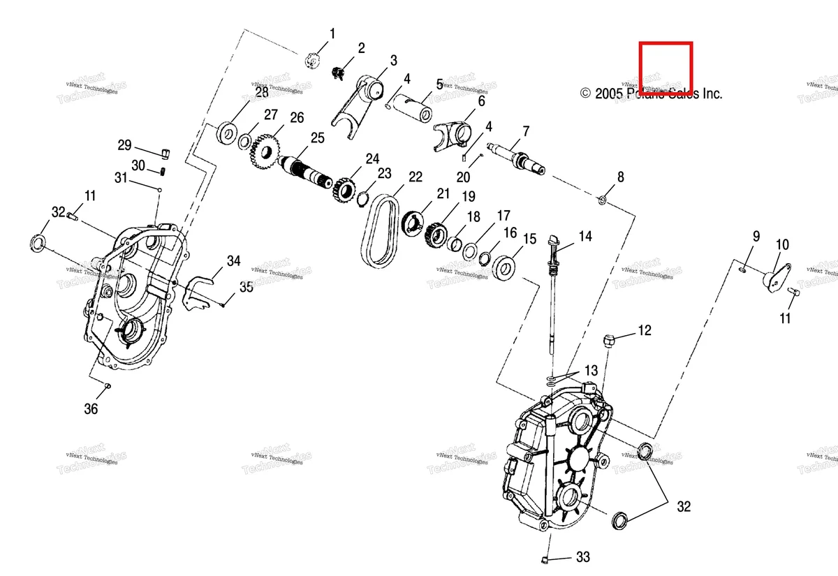 Деталь 3234170 (Переключения INDEX Polaris Widetrak LX (2006) (3234170)) на схеме узла Gearcase (4997559755B09)