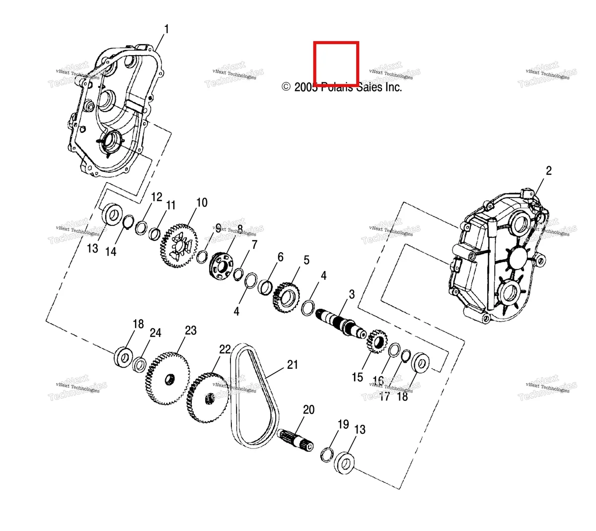 Деталь 3234175 (GEARCASE правый Polaris Widetrak LX (2006) (3234175)) на схеме узла Gearcase (4997559755B10)