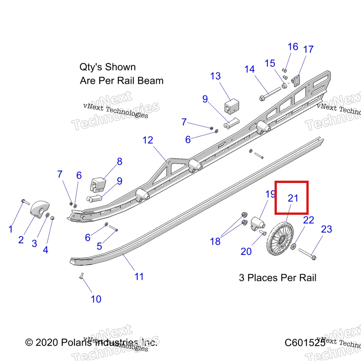 Деталь 3514012 (Подшипник 7874 × 1.6535 × 4724 Polaris Widetrak LX (2006) (3514012)) на схеме узла Suspension, Rail Beams, Lh/Rh