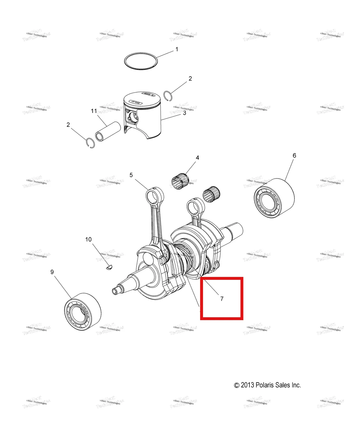 Деталь 3514363 на схеме узла Engine, Piston & Crankshaft (49Snowpistoncrankshaft14race)