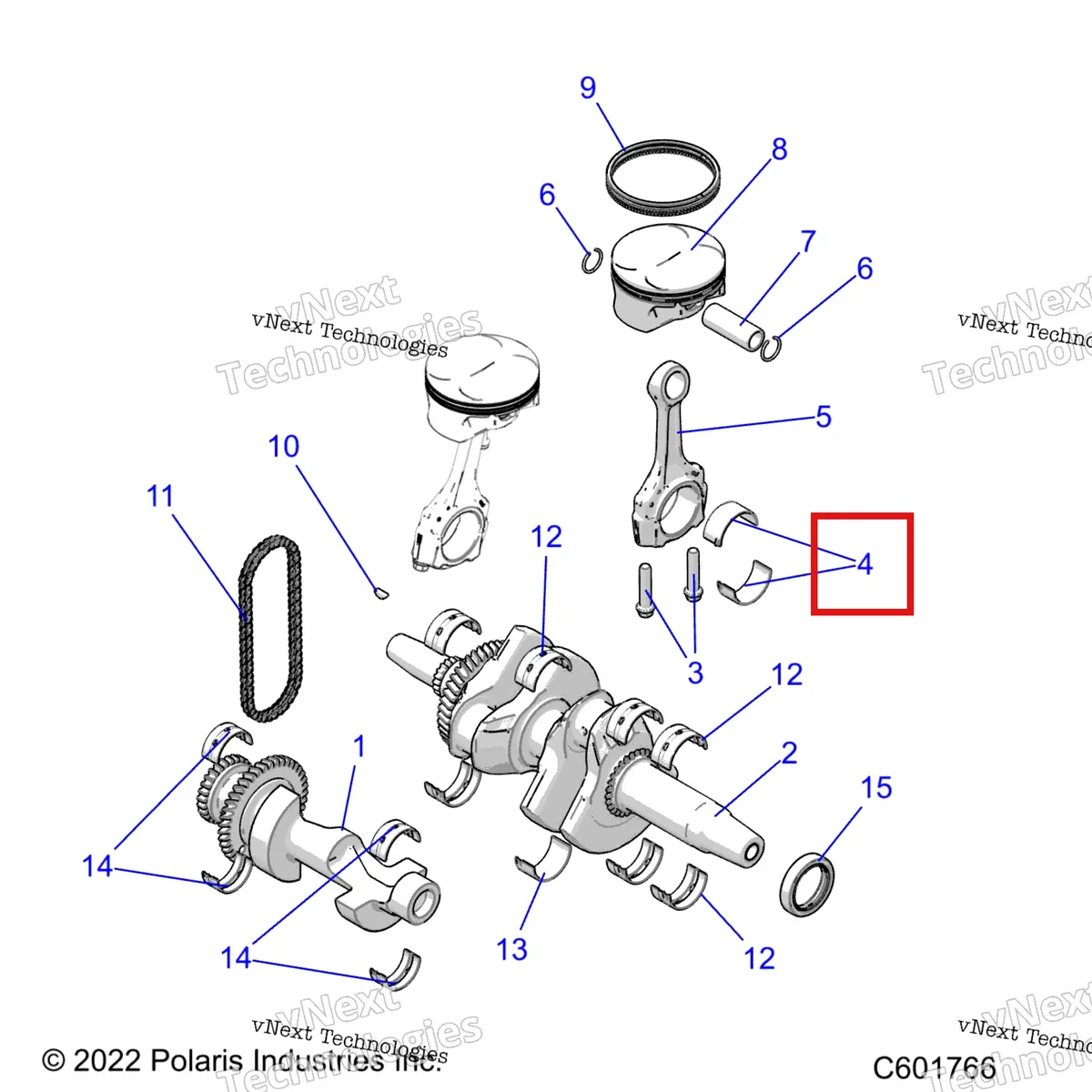 Деталь 3514663-003 на схеме узла Engine, Balance Shaft, Crankshaft/Piston