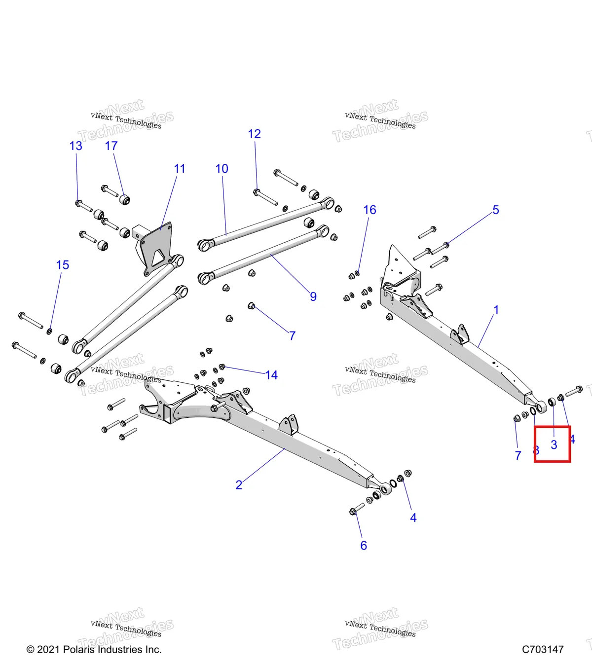 Деталь 3514689 на схеме узла Suspension, Rear Trailing Arms And Mounting