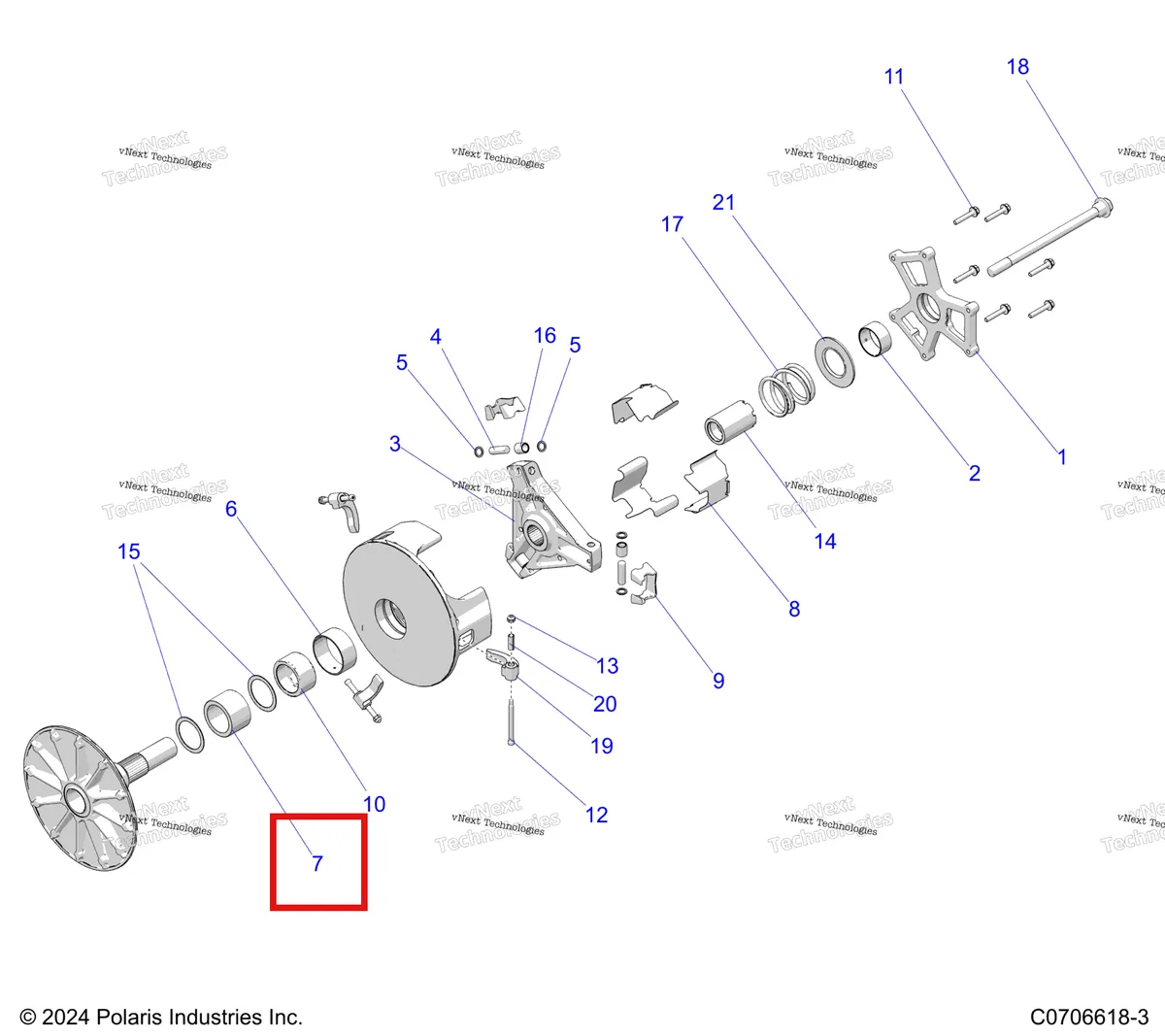 Схема применяемости: Подшипник обгонный Polaris RZR 1000 Turbo 3514890
